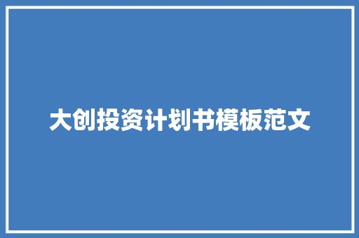 大创投资计划书模板范文