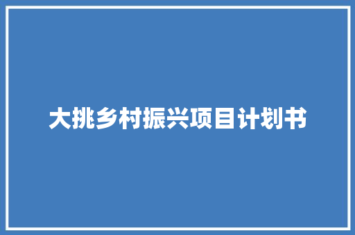 大挑乡村振兴项目计划书 报告写作