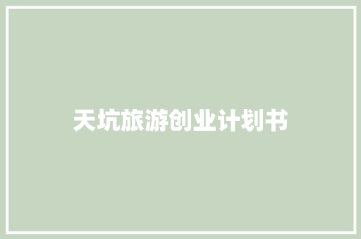 天坑旅游创业计划书