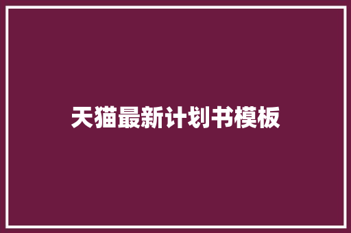 天猫最新计划书模板