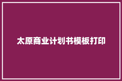 太原商业计划书模板打印