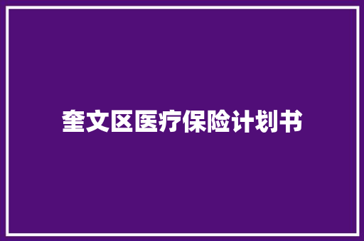 奎文区医疗保险计划书