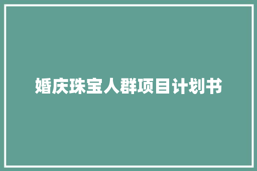 婚庆珠宝人群项目计划书