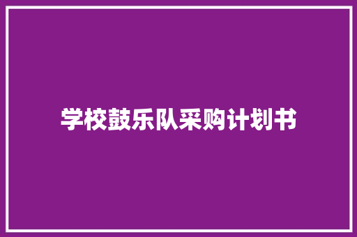 学校鼓乐队采购计划书