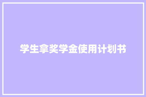 学生拿奖学金使用计划书
