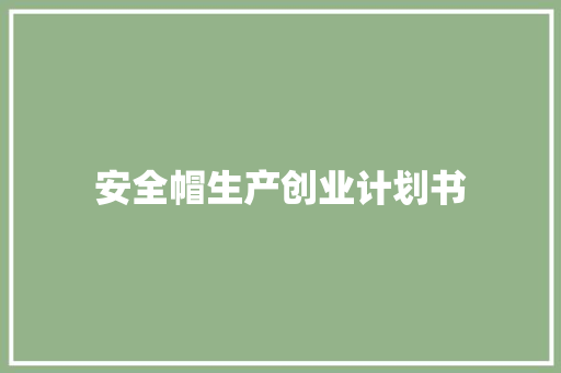 安全帽生产创业计划书