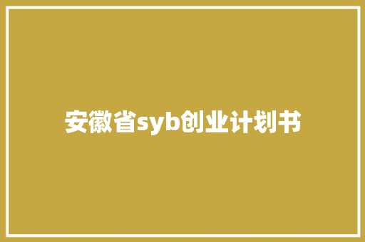 安徽省syb创业计划书