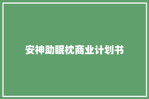 安神助眠枕商业计划书