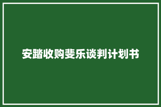 安踏收购斐乐谈判计划书