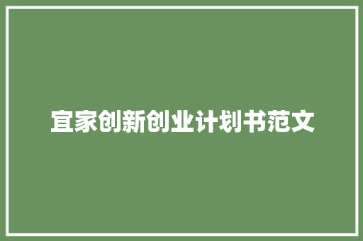 宜家创新创业计划书范文