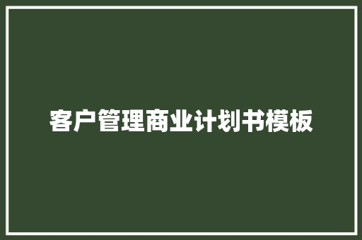 客户管理商业计划书模板