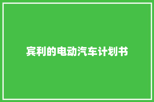 宾利的电动汽车计划书