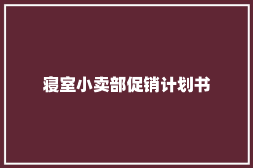 寝室小卖部促销计划书