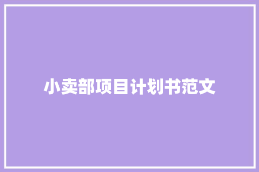 小卖部项目计划书范文