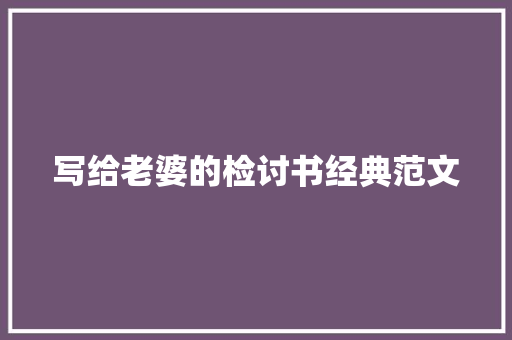 写给老婆的检讨书经典范文 简历模板