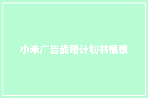 小米广告战略计划书模板
