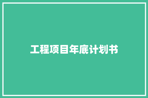 工程项目年底计划书