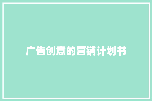 广告创意的营销计划书