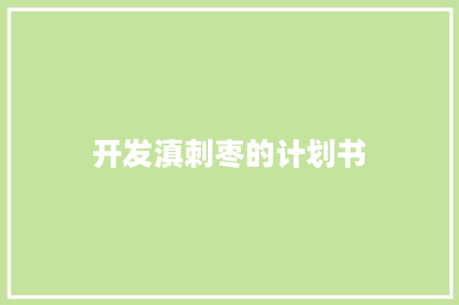 开发滇刺枣的计划书