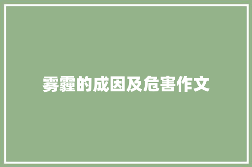 雾霾的成因及危害作文