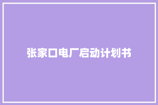 张家口电厂启动计划书