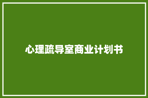 心理疏导室商业计划书