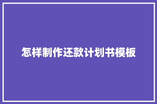怎样制作还款计划书模板