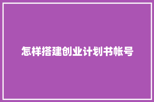 怎样搭建创业计划书帐号