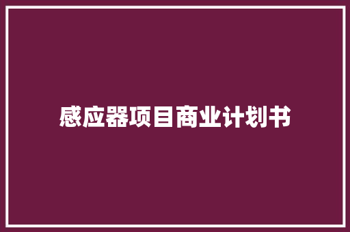感应器项目商业计划书