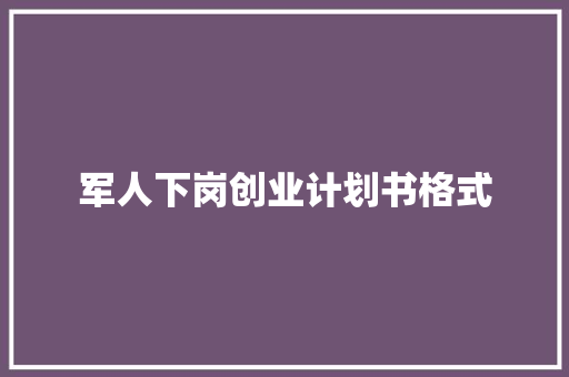 军人下岗创业计划书格式