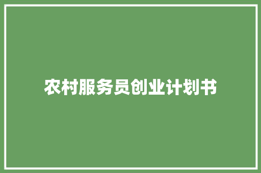 农村服务员创业计划书