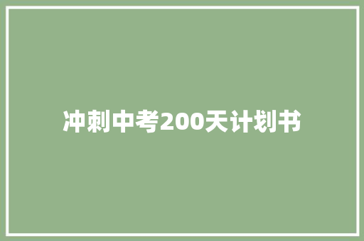 冲刺中考200天计划书