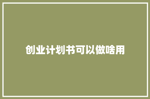 创业计划书可以做啥用