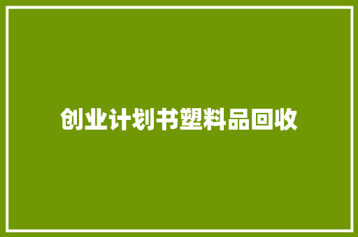 创业计划书塑料品回收