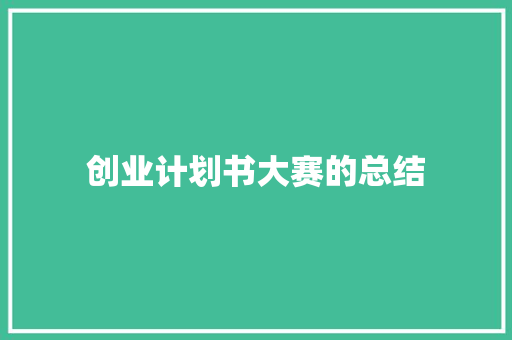 创业计划书大赛的总结