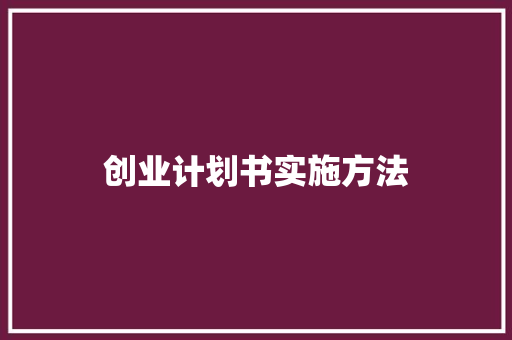创业计划书实施方法