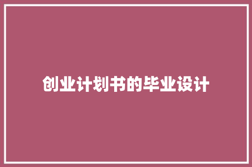 创业计划书的毕业设计