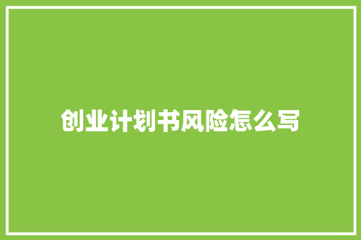 创业计划书风险怎么写