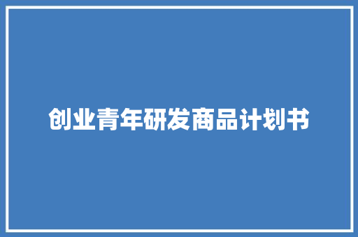 创业青年研发商品计划书