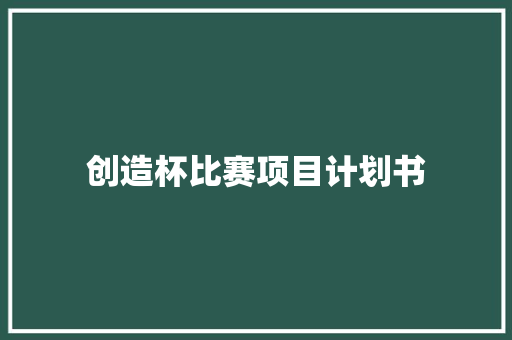创造杯比赛项目计划书
