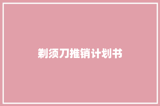 剃须刀推销计划书
