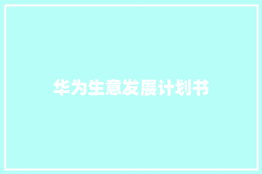 华为生意发展计划书