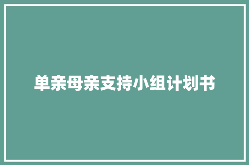 单亲母亲支持小组计划书