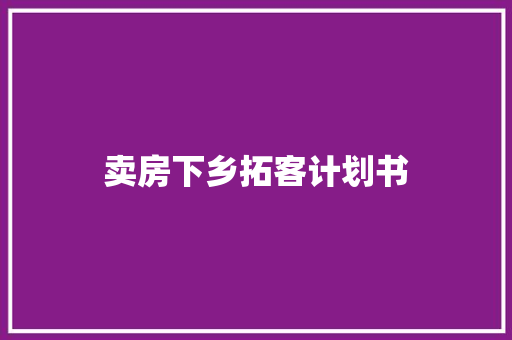 卖房下乡拓客计划书