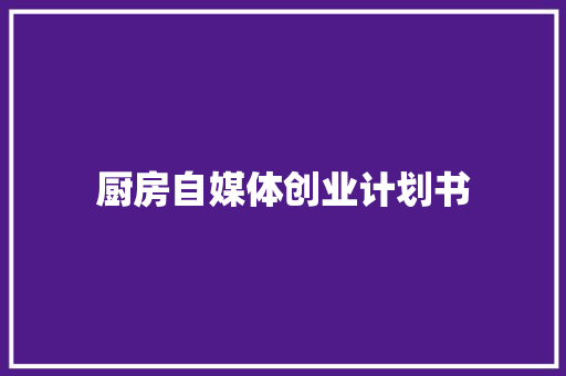 厨房自媒体创业计划书