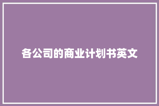 各公司的商业计划书英文 简历模板