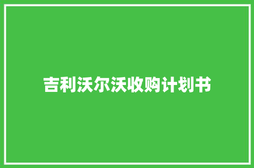 吉利沃尔沃收购计划书
