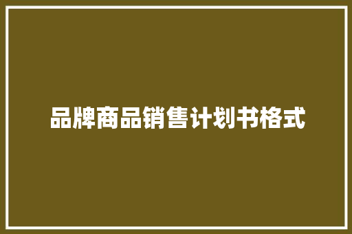 品牌商品销售计划书格式