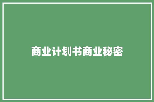商业计划书商业秘密 写作技巧
