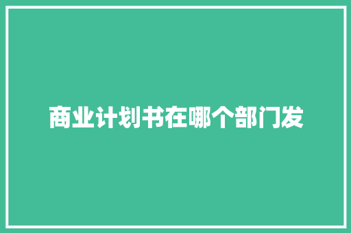 商业计划书在哪个部门发 写作素材